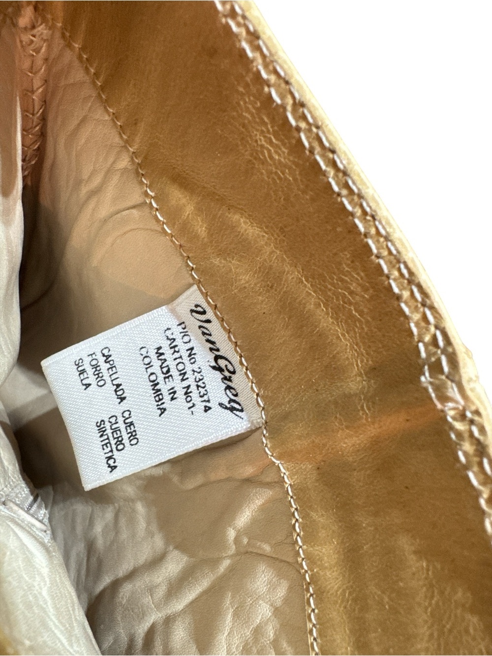 Vintage Y2K NOS Beige Van Greg Crocodile Embossed Leather Knee High Boots 7 7.5 - Picture 6 of 6